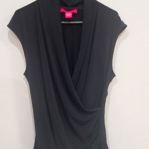 Misses XL Catherine Malandrino Black Cross V Sleeveless Shirt
